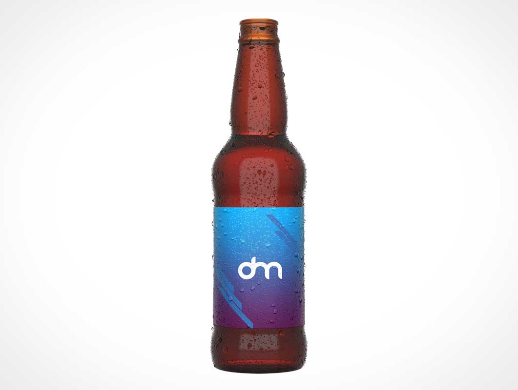 Botella de cerveza de cristal de cuello largo PSD maqueta