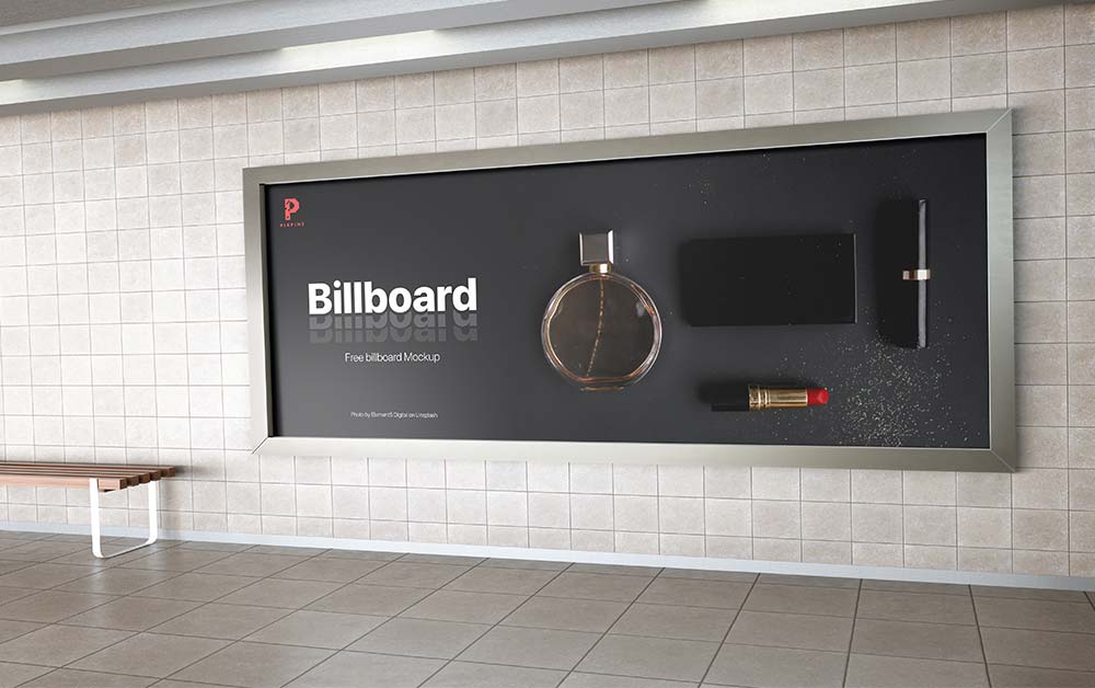 Бесплатная станция метро Billboard Mockup