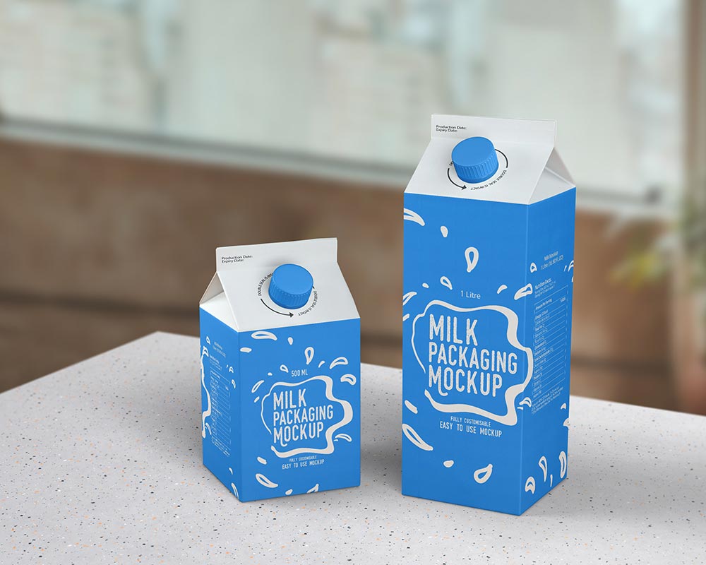 Maqueta de la caja de leche gratis