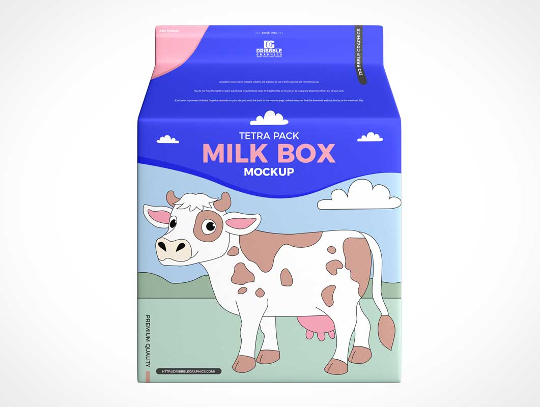 Caja de cartón de leche PSD maquetas