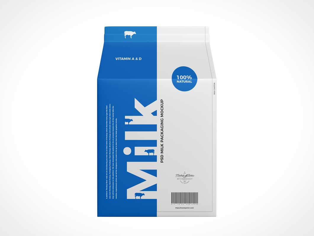 Carton de lait Tetra Pak emballage PSD maquette