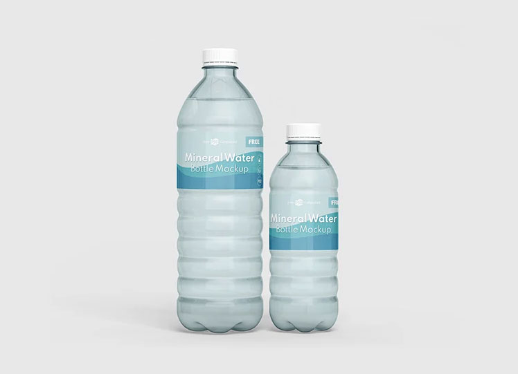 Бесплатная минеральная бутылка для воды Mockup PSD