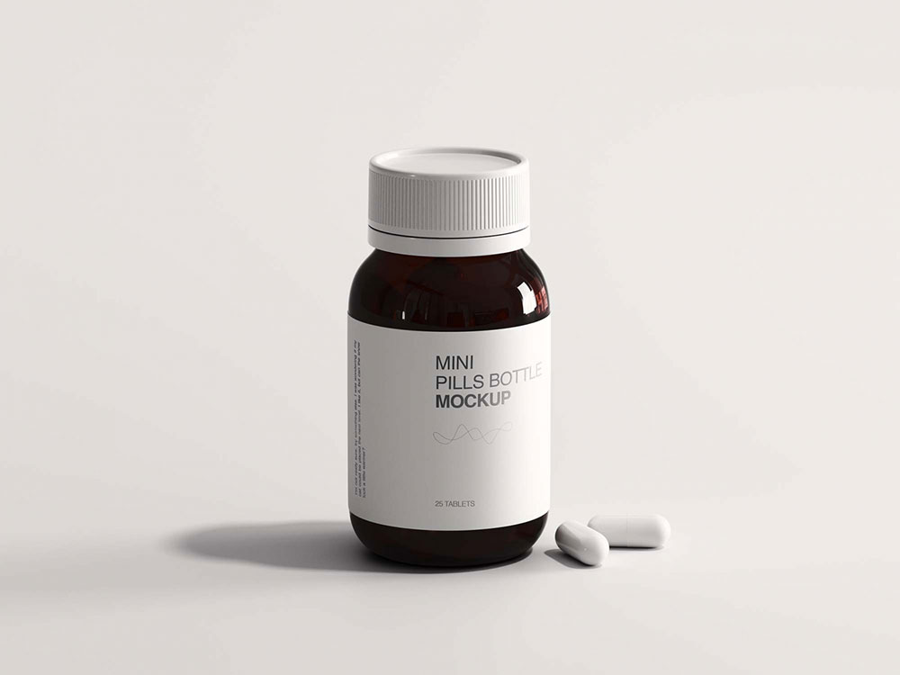 Maquette de bouteille de mini-pilules gratuites