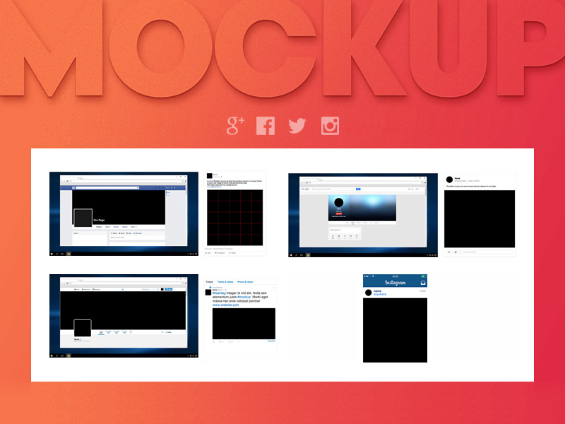 Социальные медиа Mockup Kit