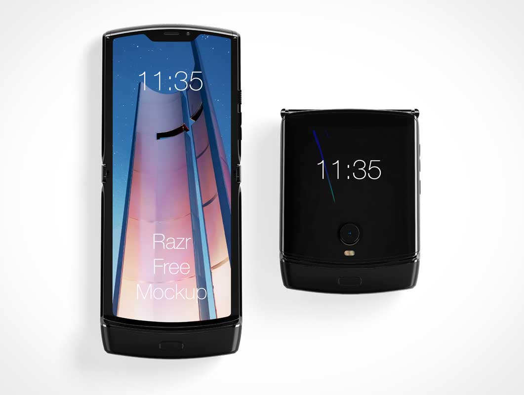 Motorola Razr Pliant Flip Phone Mockups PSD