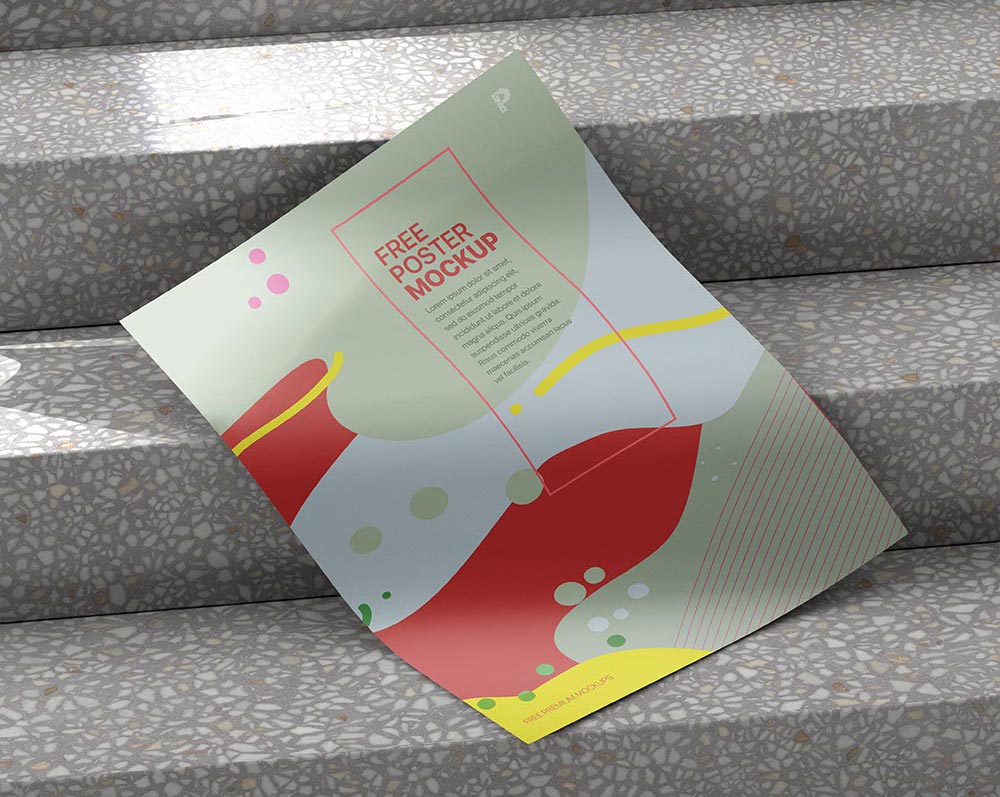 Maqueta de carteles gratis en las escaleras