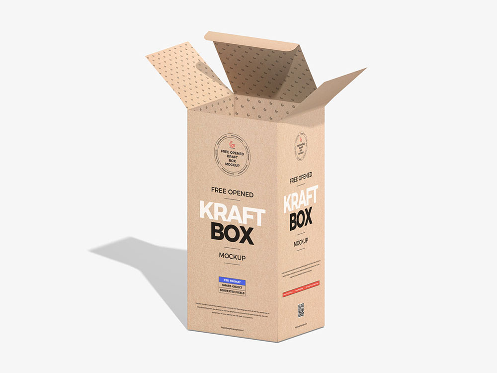 Free Opened Kraft Box Mockup