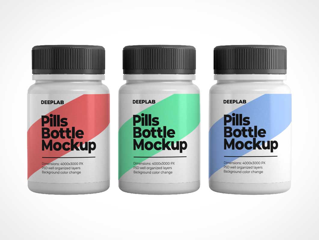 Maquettes PSD de bouteille de pilules