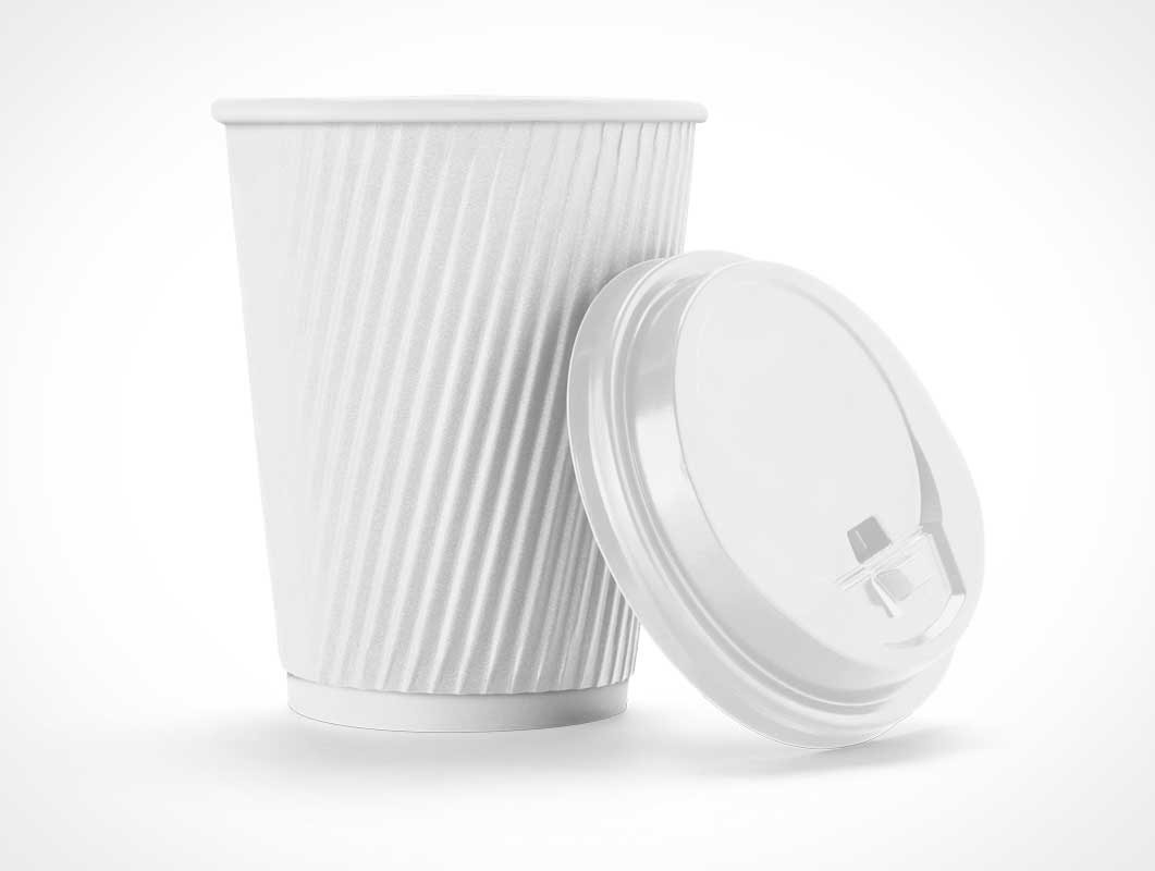 Бумажная чашка кофе & горячий рукав PSD макет