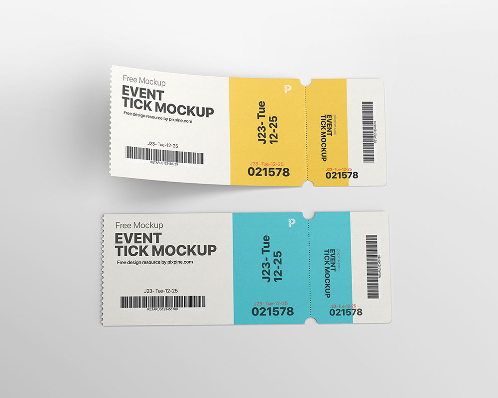 Free Paper Event Ticket Mockup