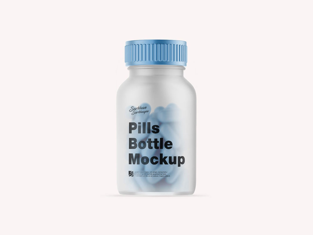 Píldoras gratis Botella Mockup PSD