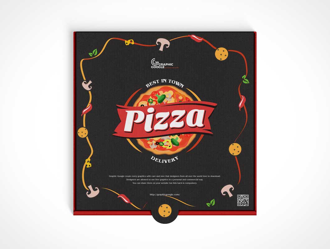 Пицца коробка упаковка PSD макет