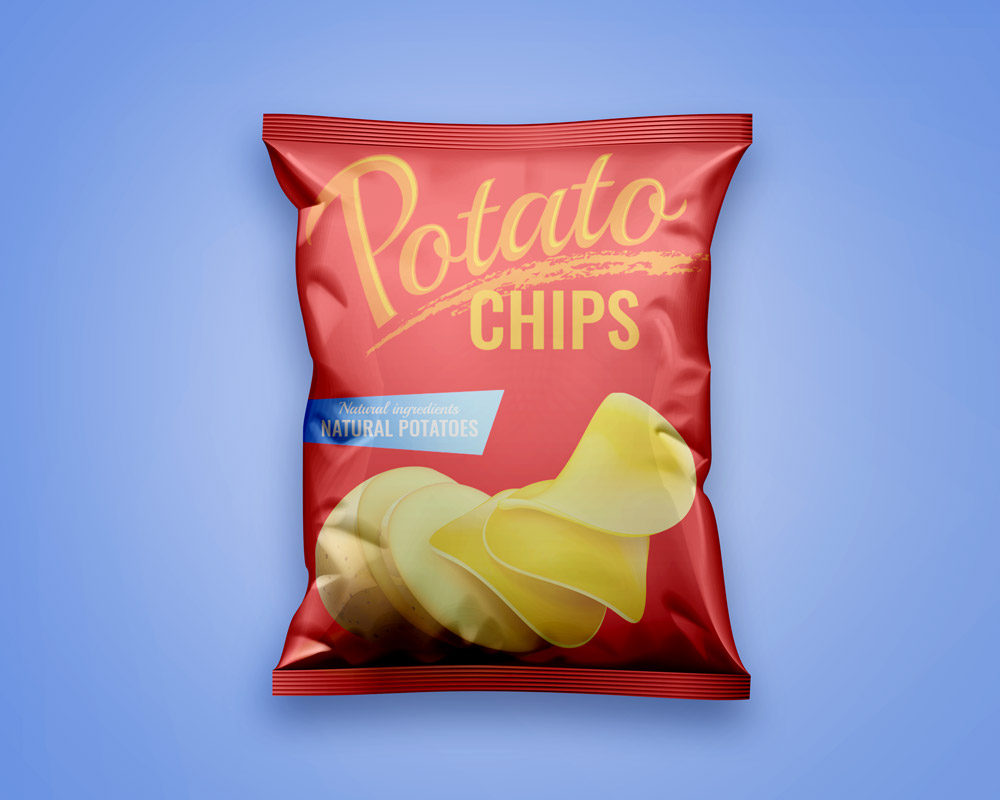 Бесплатные картофельные чипсы сумка макет