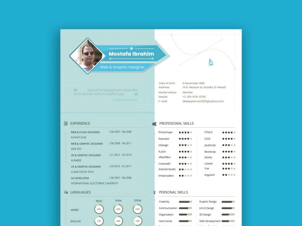 Free RESUME Template PSD Télécharger