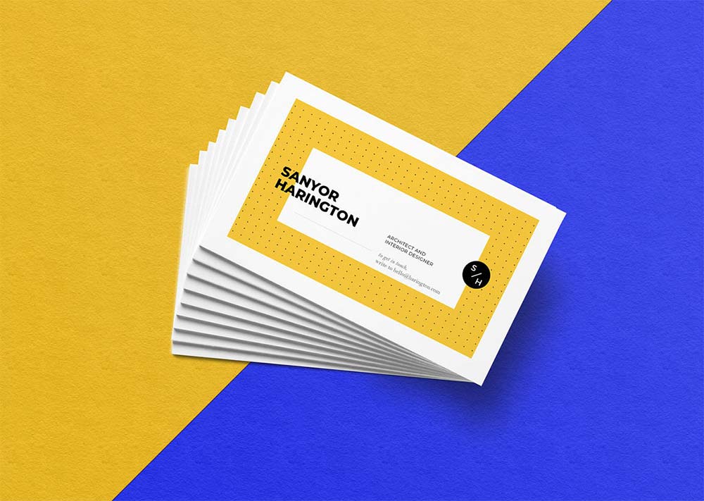 Free Realistic Stacked Business Card Mockup