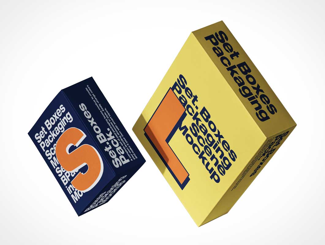 Paquete de caja de cartón rígido PSD maquetas
