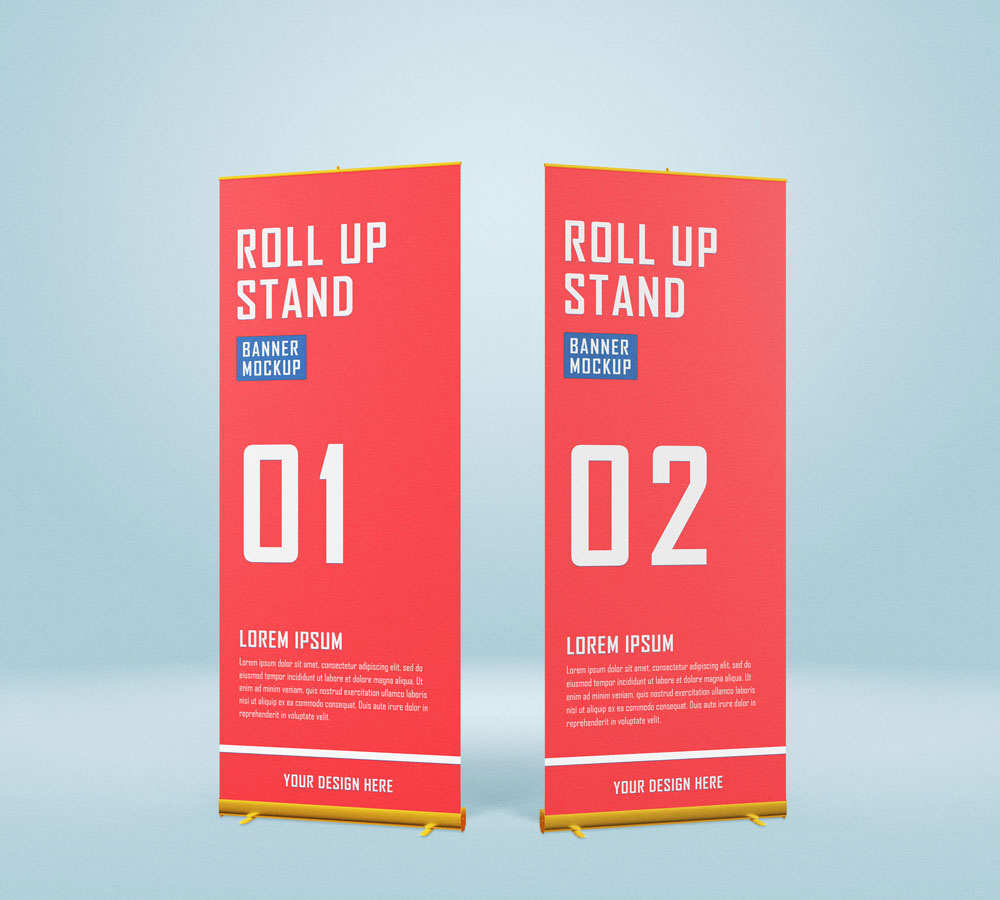 Free Roll-Up Stand Mockup