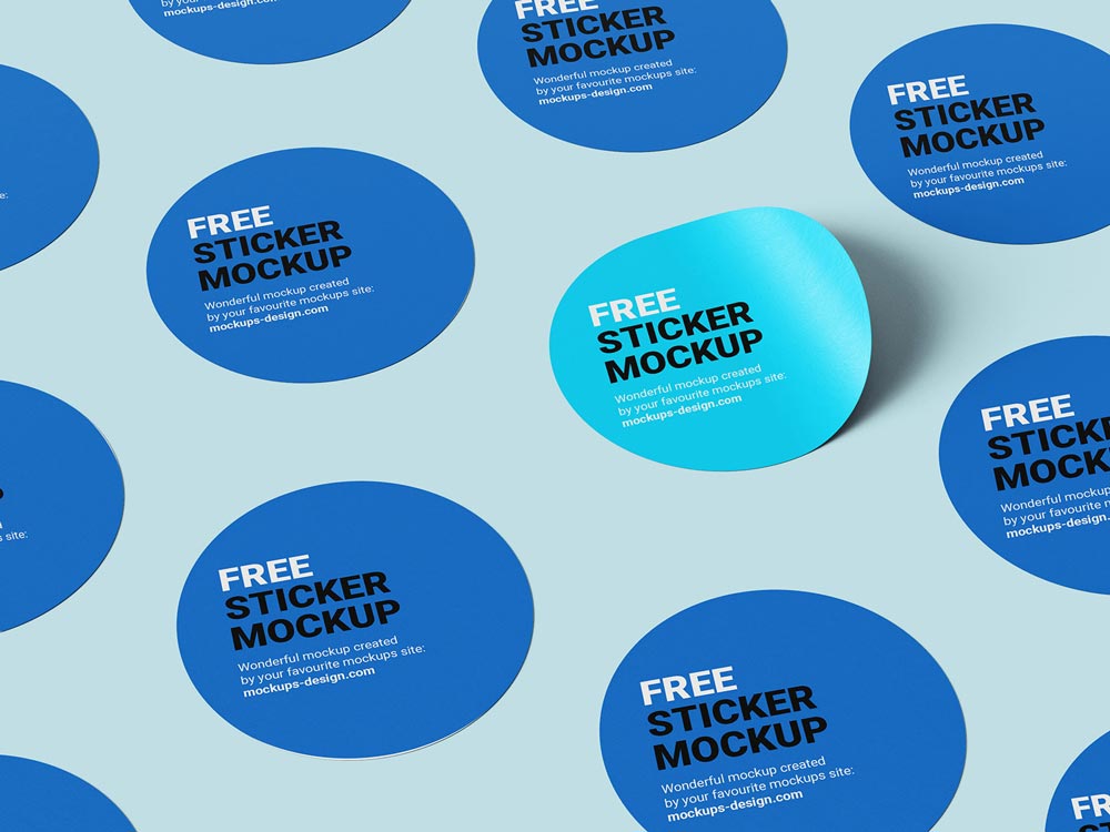 Бесплатная круглая наклейка Mockup PSD