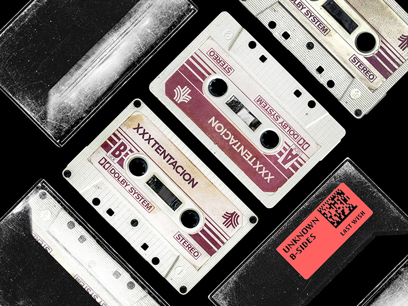 Maquette de cassette dusty dusty des années 80 rayée