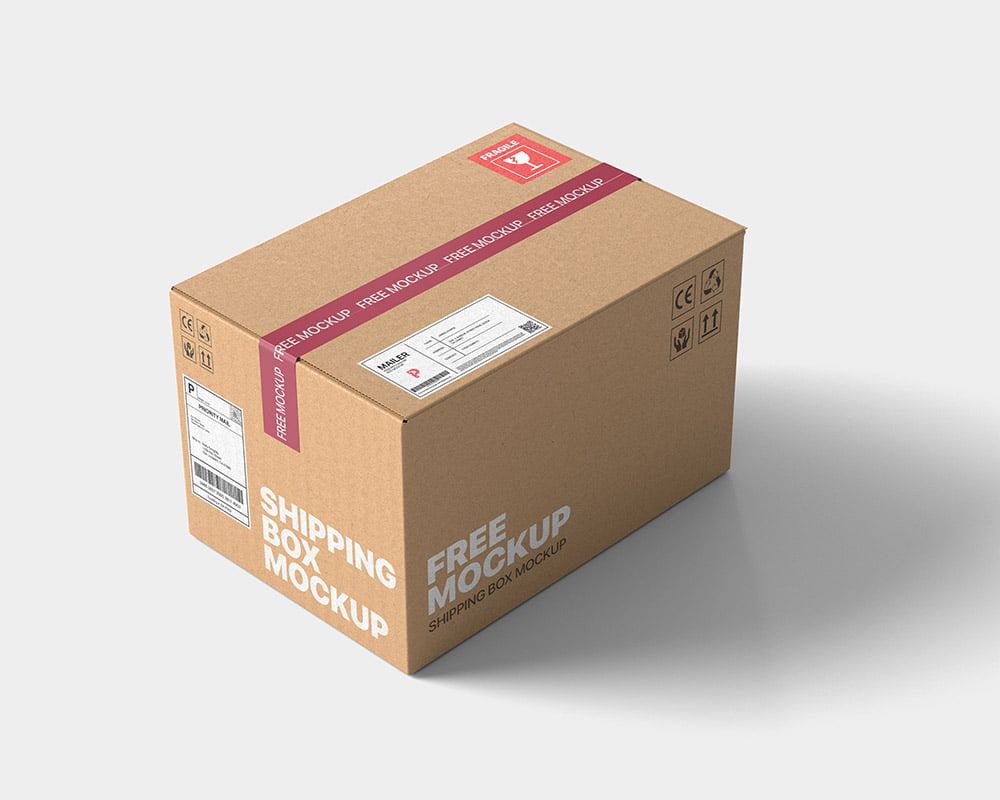 Free Shipping Box Mockup