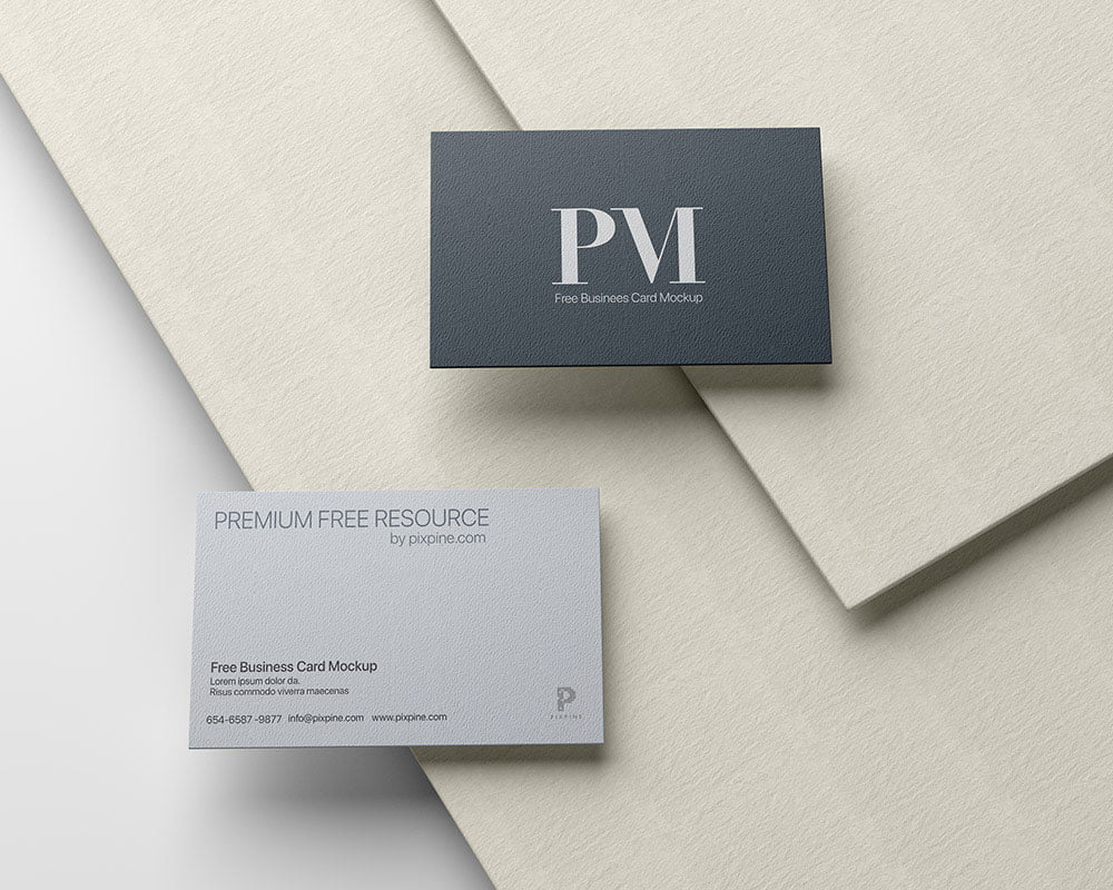 Free Simple Two Business Card Mockup