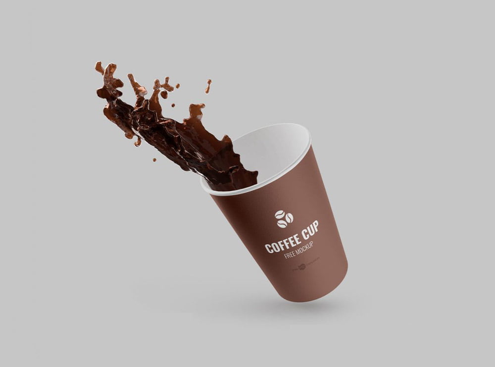 Free Splash Paper Coffee Cup Mockup