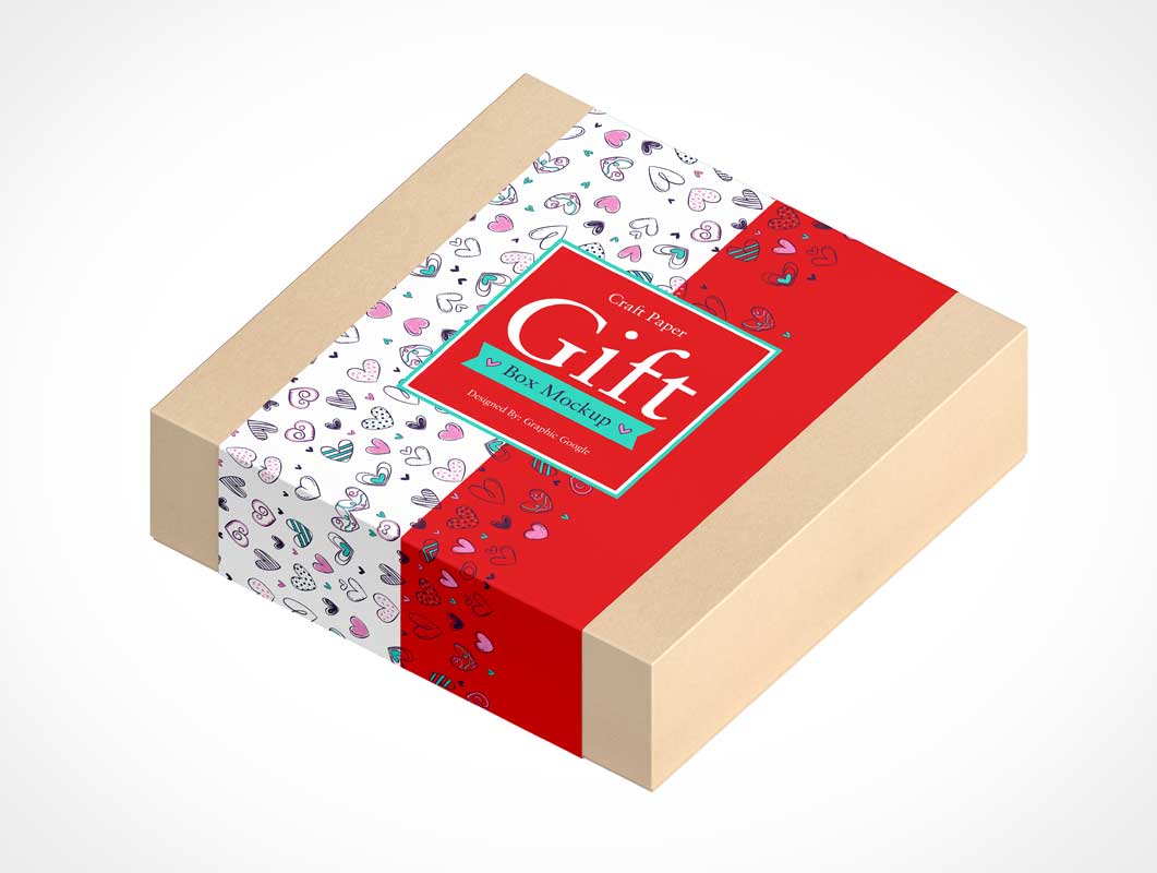Caja de regalo de papel artesanal cuadrada PSD maqueta