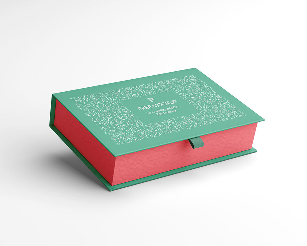 Free Square Magnetic Gift Box Mockup