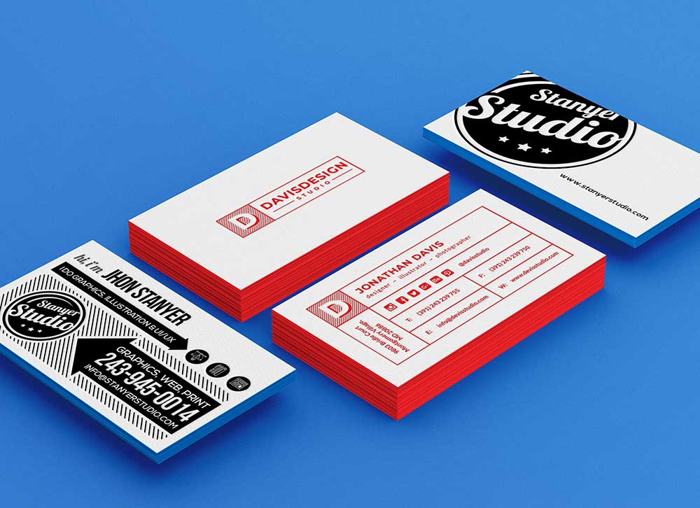 Free Stack of Business Cards Mockup