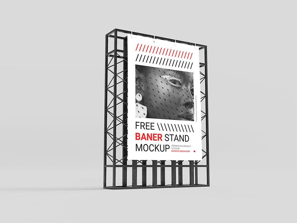 Free Steel Banner Stand Mockup