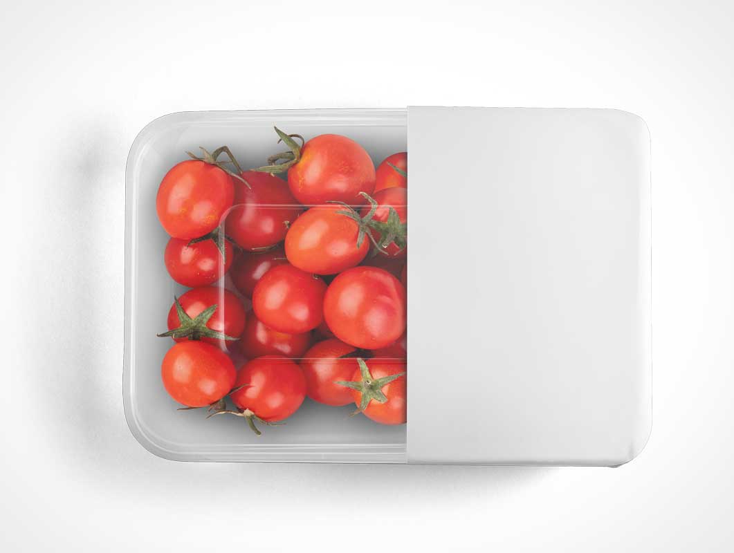 Maquetas de embalaje transparente de tomate PSD
