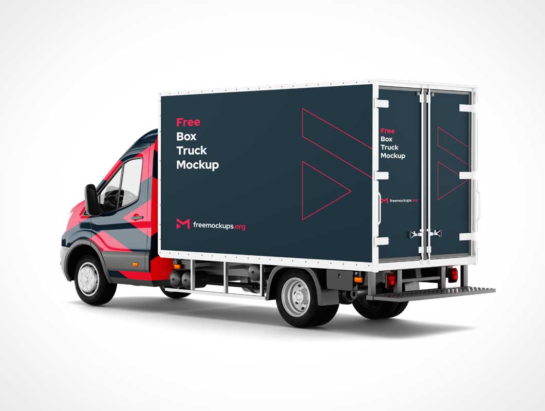 Transit Box Delivery Truck Mockups PSD