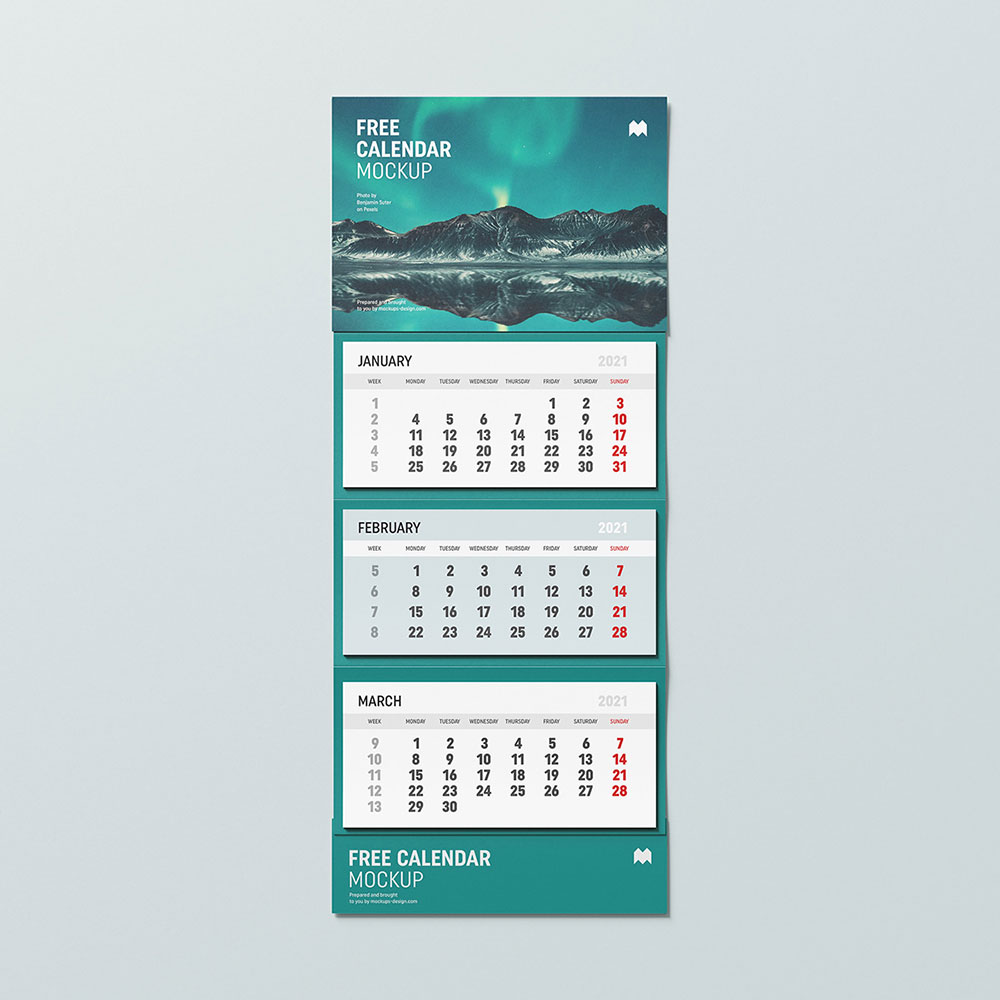 Бесплатная вертикальная настенная календарь макет