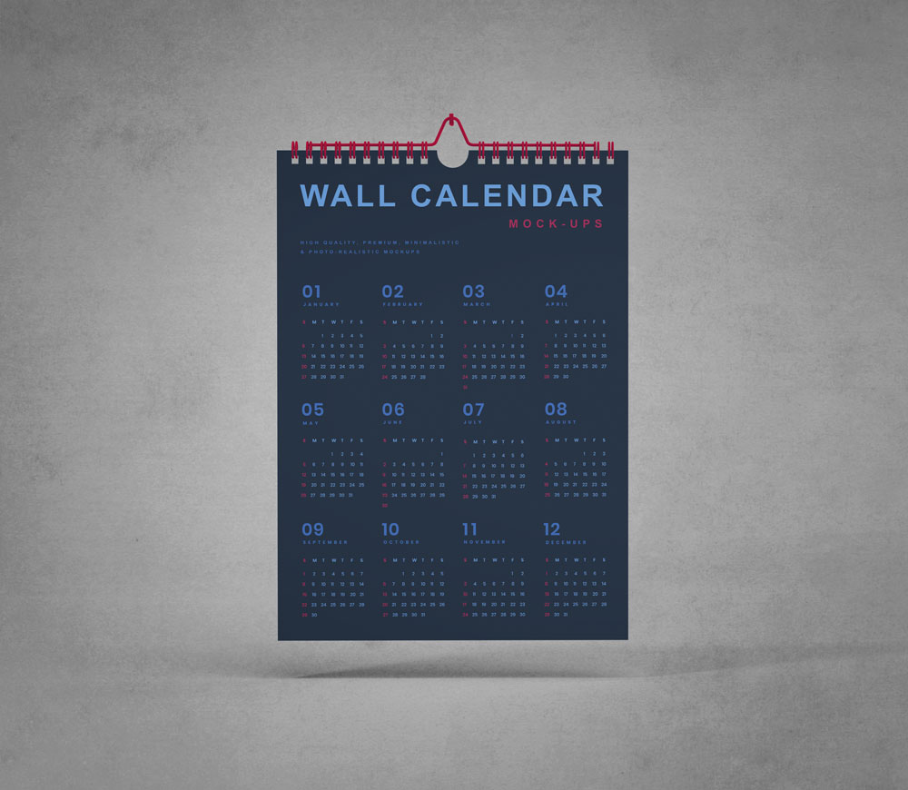 Maquetas de calendario de pared gratis PSD