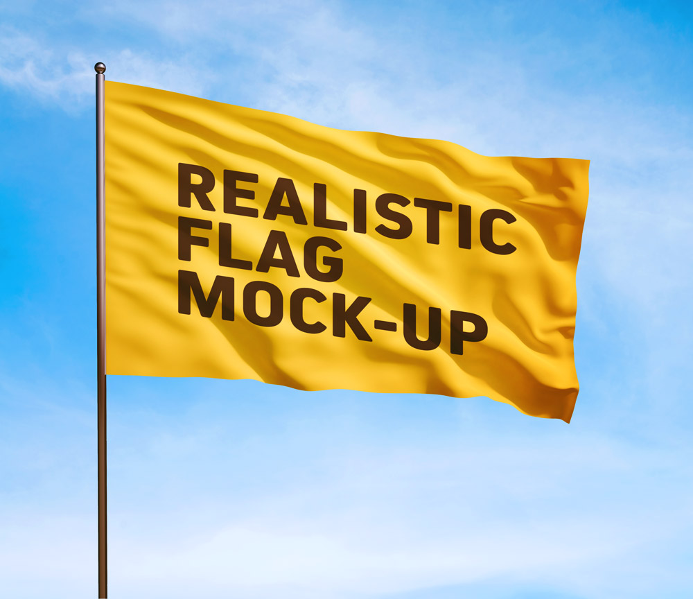 Free Размахивая флаг Mockup PSD