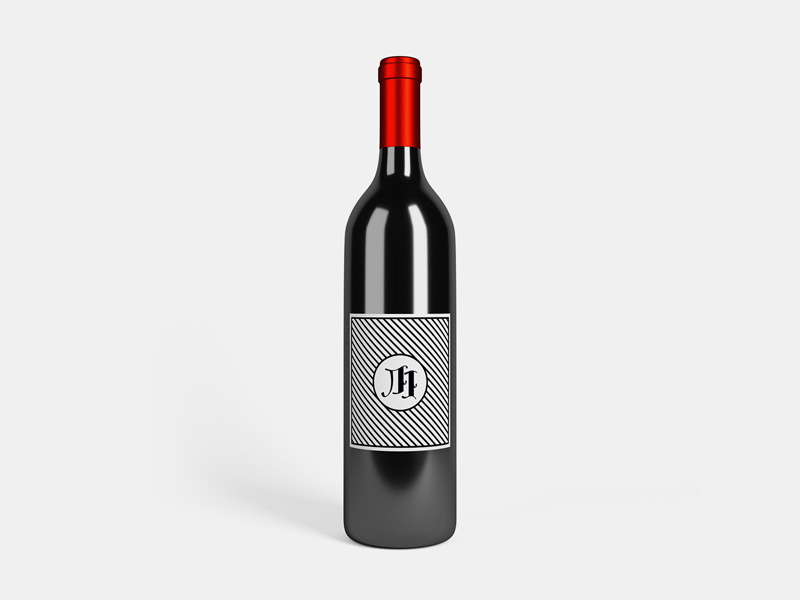 Maquette de bouteille de vin avec parallaxe
