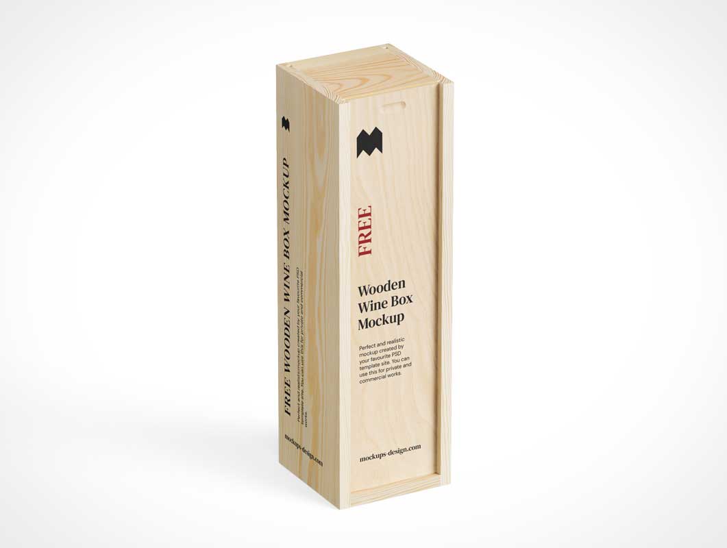Caja de botella de vino de madera PSD maquetas