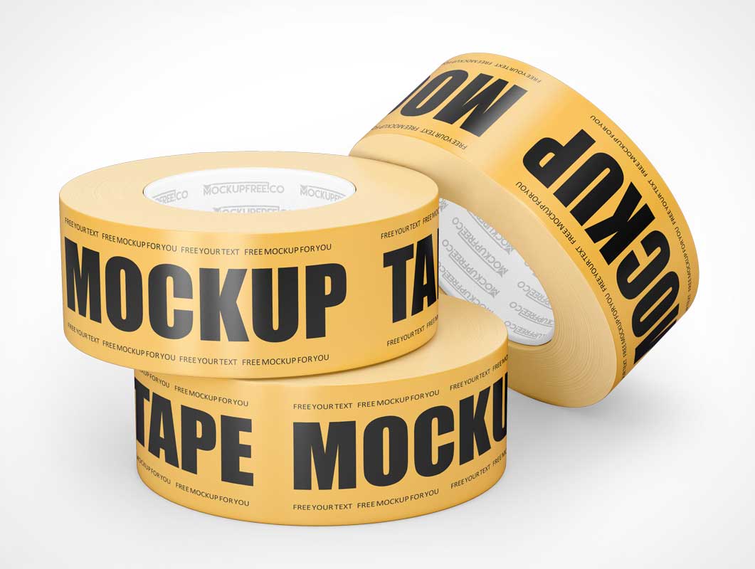 黄色のダクトテープはPSD Mockupをロールします