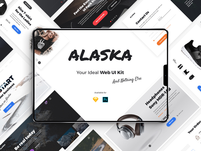 Ejemplo de Photoshop de Alaska UI Kit Kit