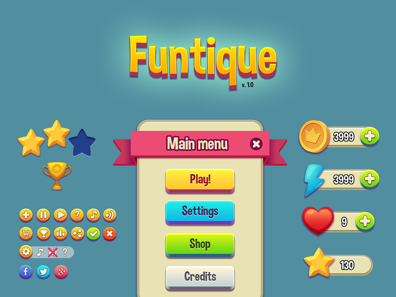 Kit de interfaz de usuario del juego Funtique