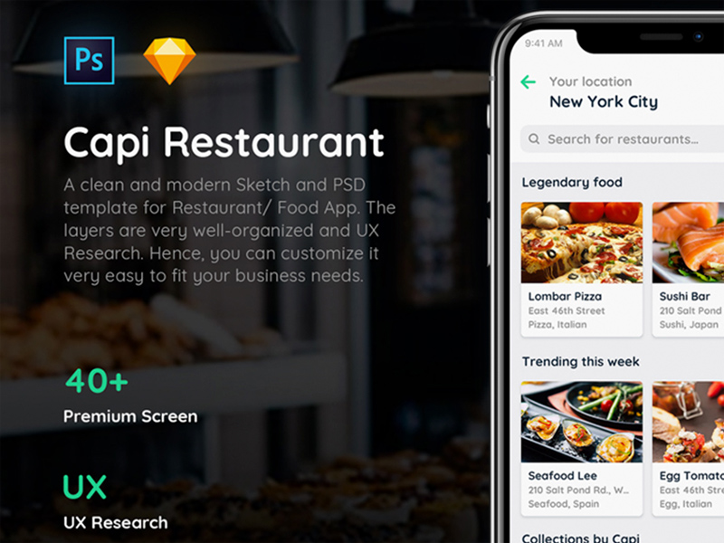 レストラン iOS UI キット |Capi