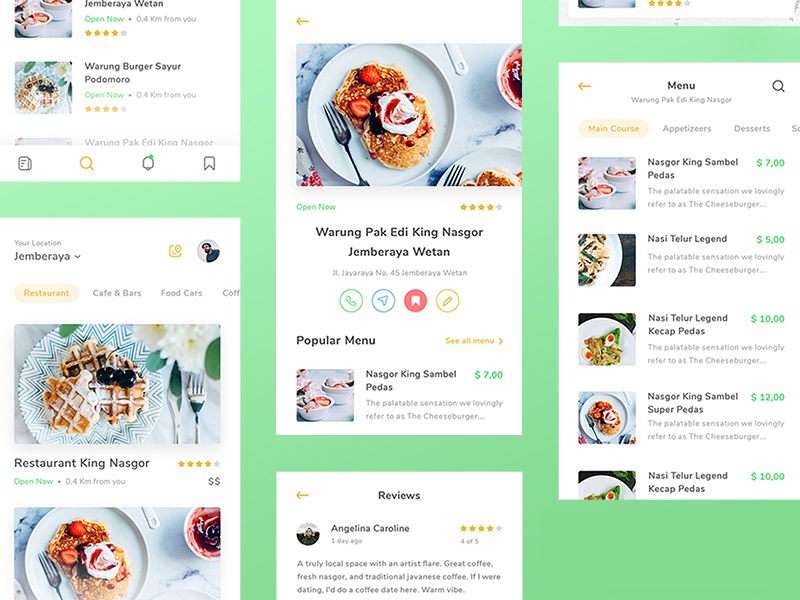 Kit de interfaz de usuario de la aplicación de restaurante