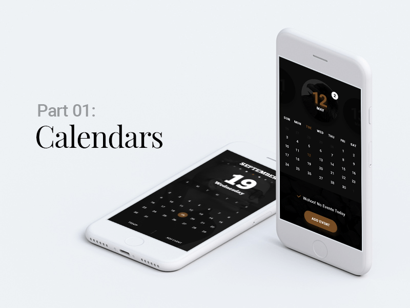 Kit de interfaz de usuario Gold & Coal – Calendarios