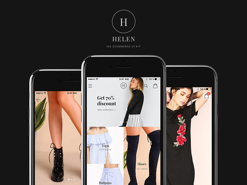 Хелен — комплект пользовательского интерфейса IOS eCommerce