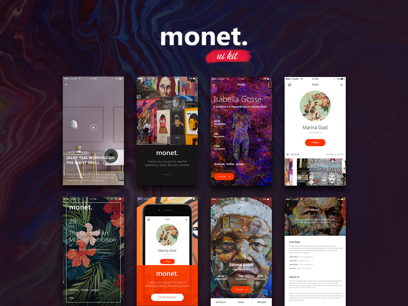 Комплект пользовательского интерфейса Monet iOS Art