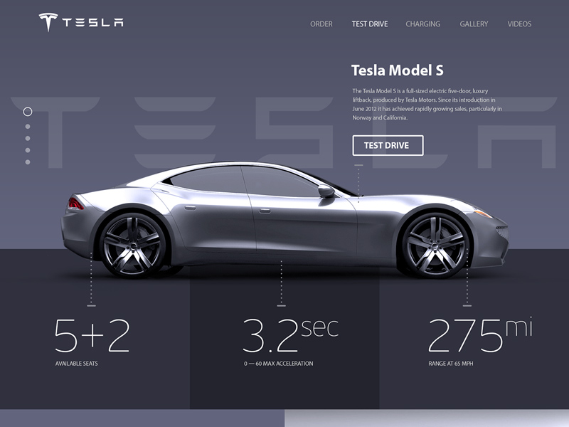 Tesla Model S Promosite Konzept
