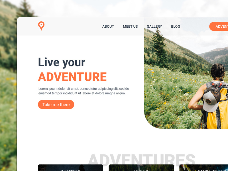 Abenteuer Homepage UI-Vorlage