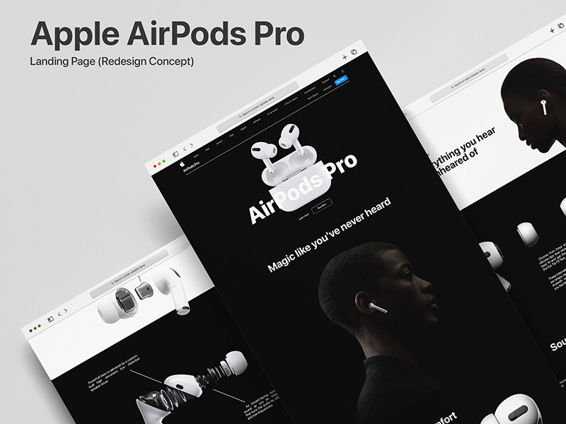 Plantilla de página de destino rediseñada de Apple AirPods Pro