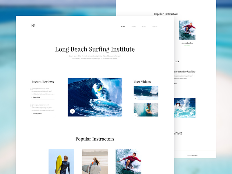 Conception de modèle de page de destination de l’Institut de surf