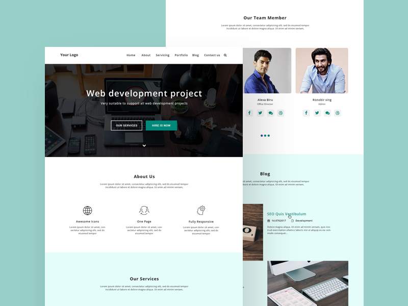 Página de inicio de desarrollo web Plantilla de diseño web